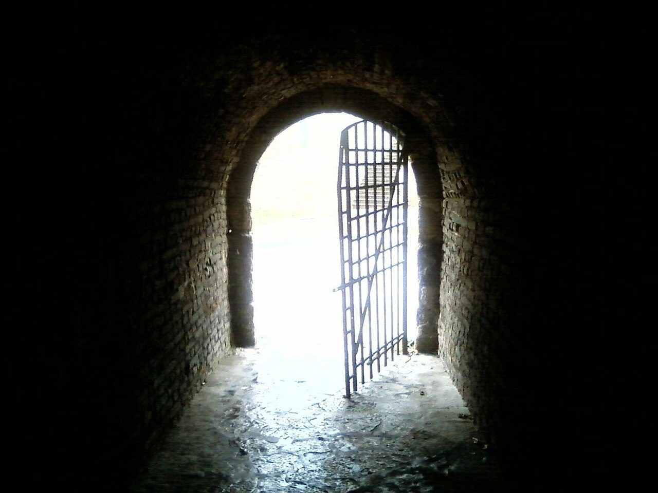 Light streaming through an open door