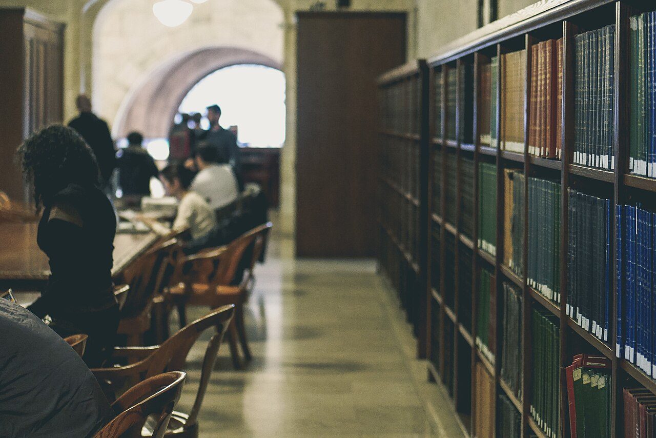 Shelves of books in a library