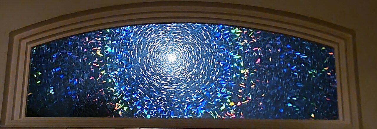 Moonlight blazing through a textured window